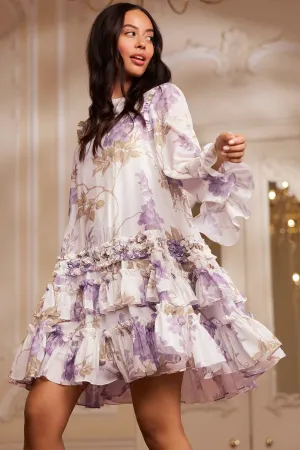 Wisteria Chiffon Round Neck Mini Dress spring fashion Relax Flex