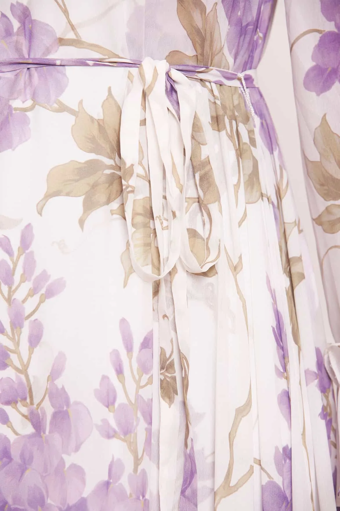 Brunch Tone Wisteria Chiffon Round Neck Mini Dress