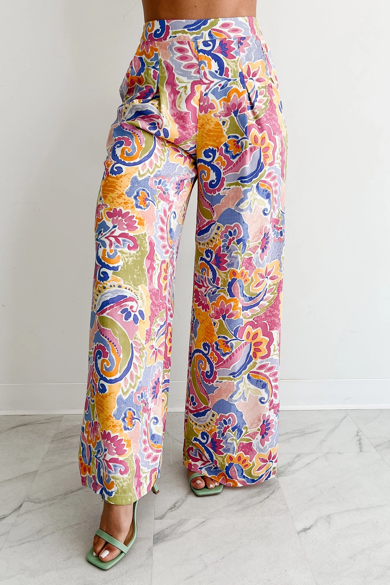 Colorful Imagination Printed Wide Leg Pants (Multi) Soft Texture