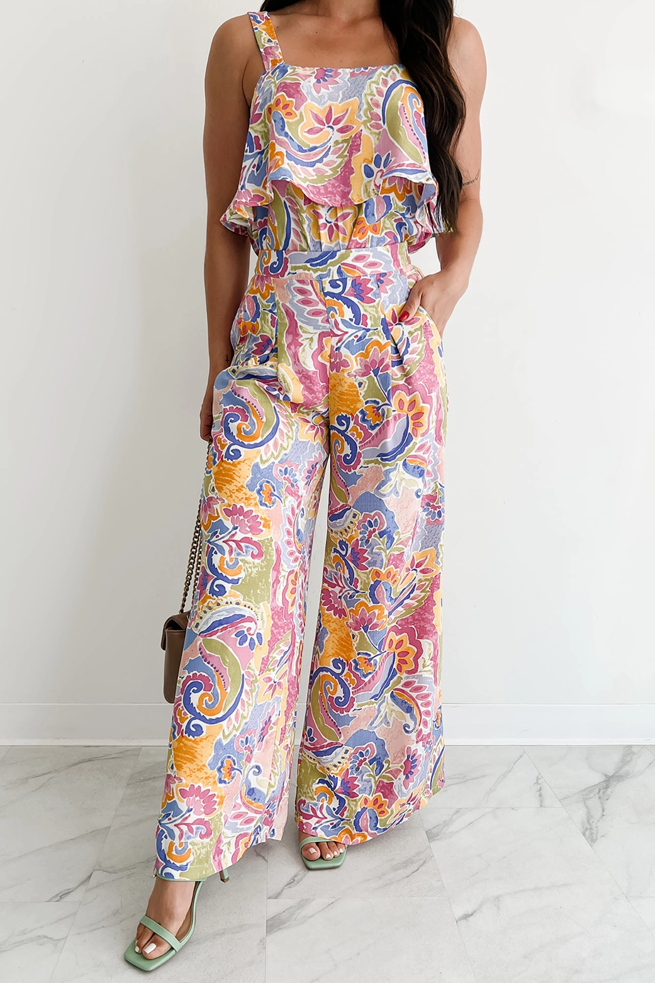 Colorful Imagination Printed Wide Leg Pants (Multi) Soft and Stretchy
