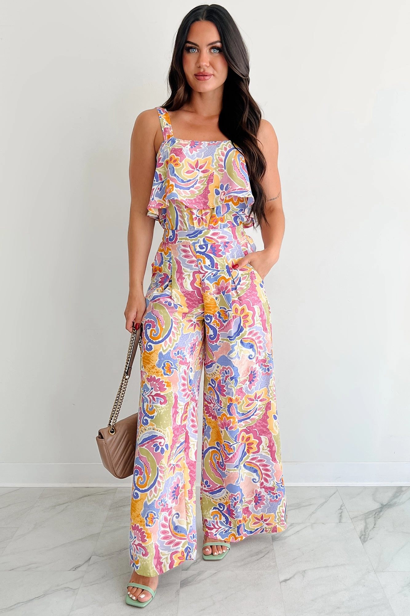 Quick Pack Colorful Imagination Printed Wide Leg Pants (Multi)