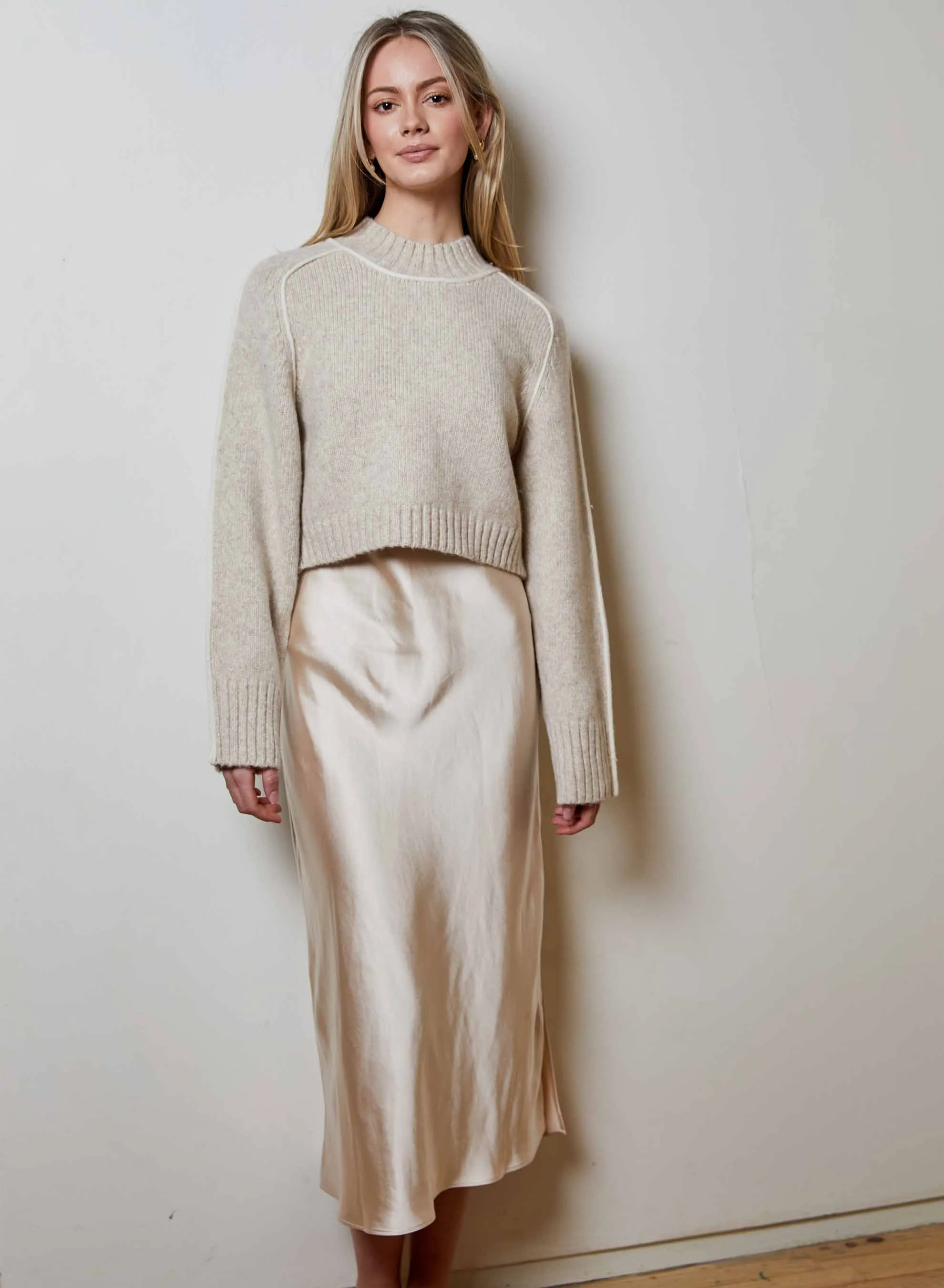 Nik Swtr/Dress Oat Combo Wide Hemline Rose Flush