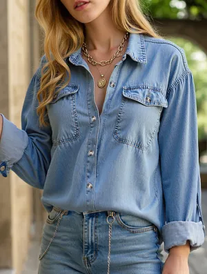 Pure color denim jacket Flatlock stitching ReinforcedStitching