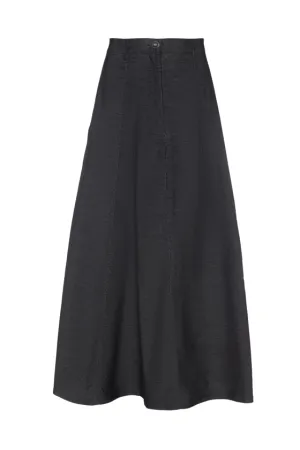 Faves Black Corduroy Maxi A Line Skirt WB5CM1673SL Stretch Comfort