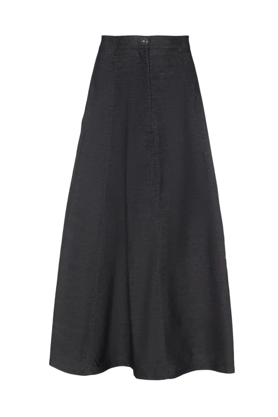 Faves Black Corduroy Maxi A Line Skirt WB5CM1673SL Stretch Comfort