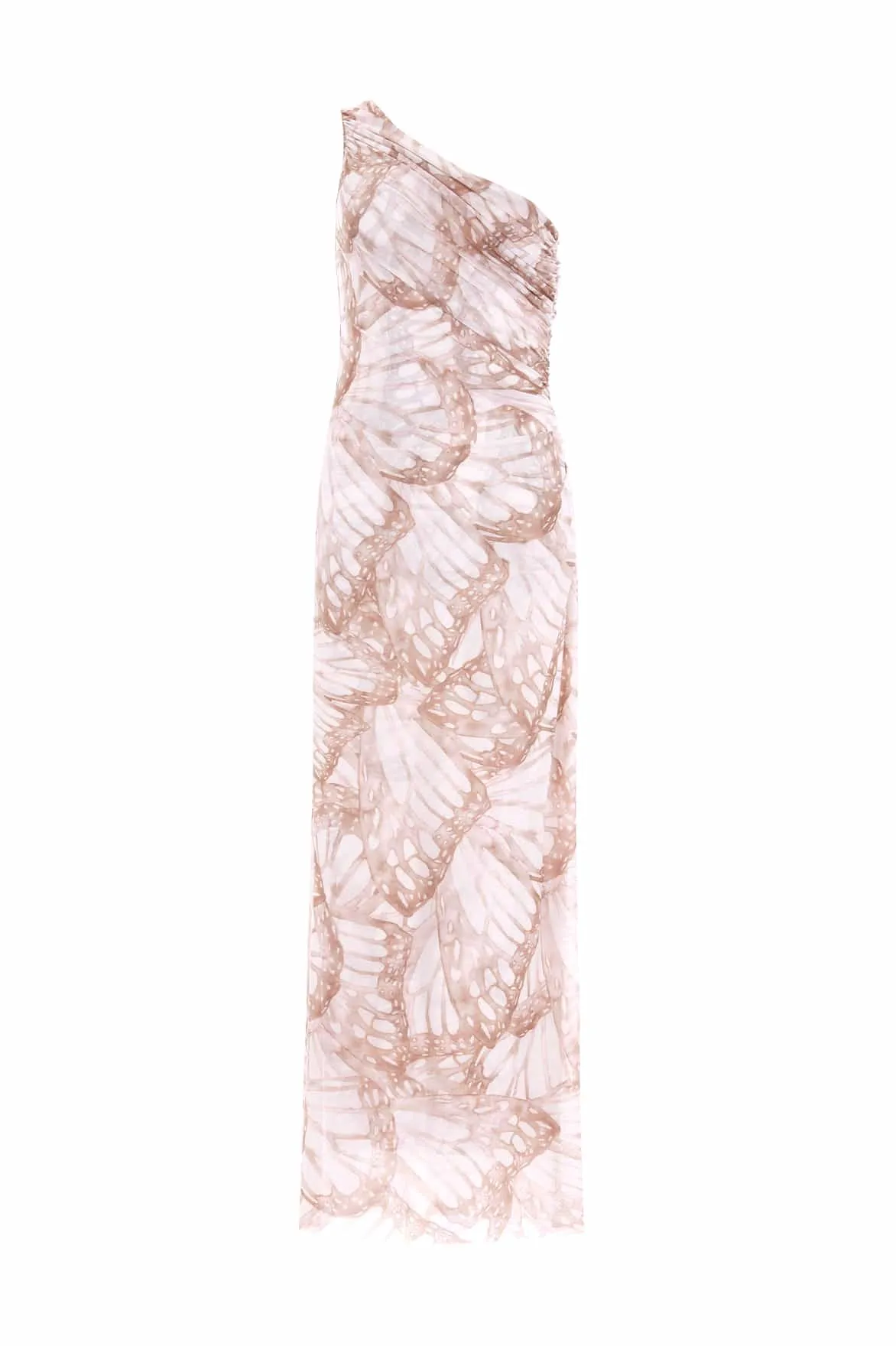 Flutter Draped One-Shoulder Ankle Gown Quick Layer Urban Chic