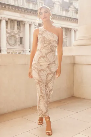 Flutter Draped One-Shoulder Ankle Gown Winter Proof