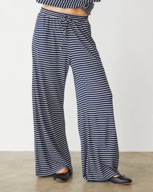 Stripe Jersey Wide Leg Pant LowProfileTopstitching AllDayCompression