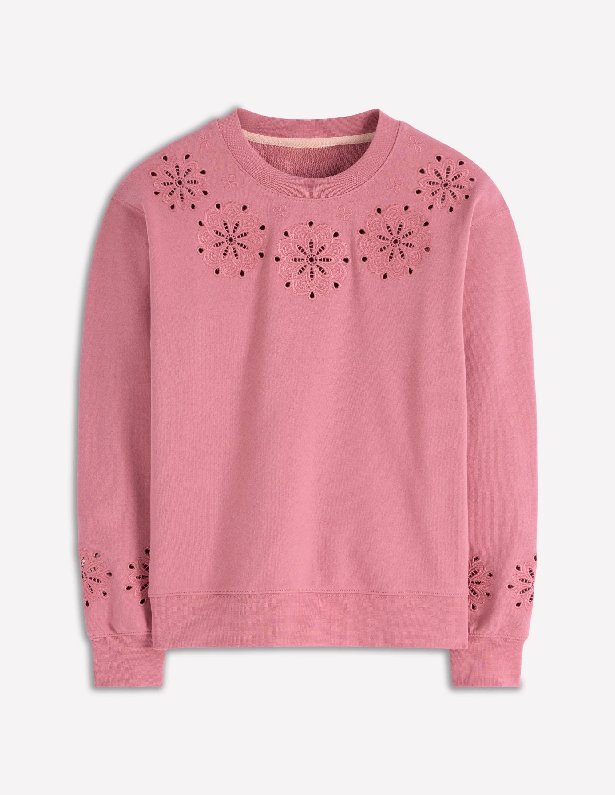 Emi Cutwork Sweatshirt-Pink Heather Multi Panel Design FourWay Stretch Fabric