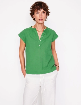 Sleeveless Double Cloth Top-Paradise Green Friction Resistant Shoulder AllSeason Wearability