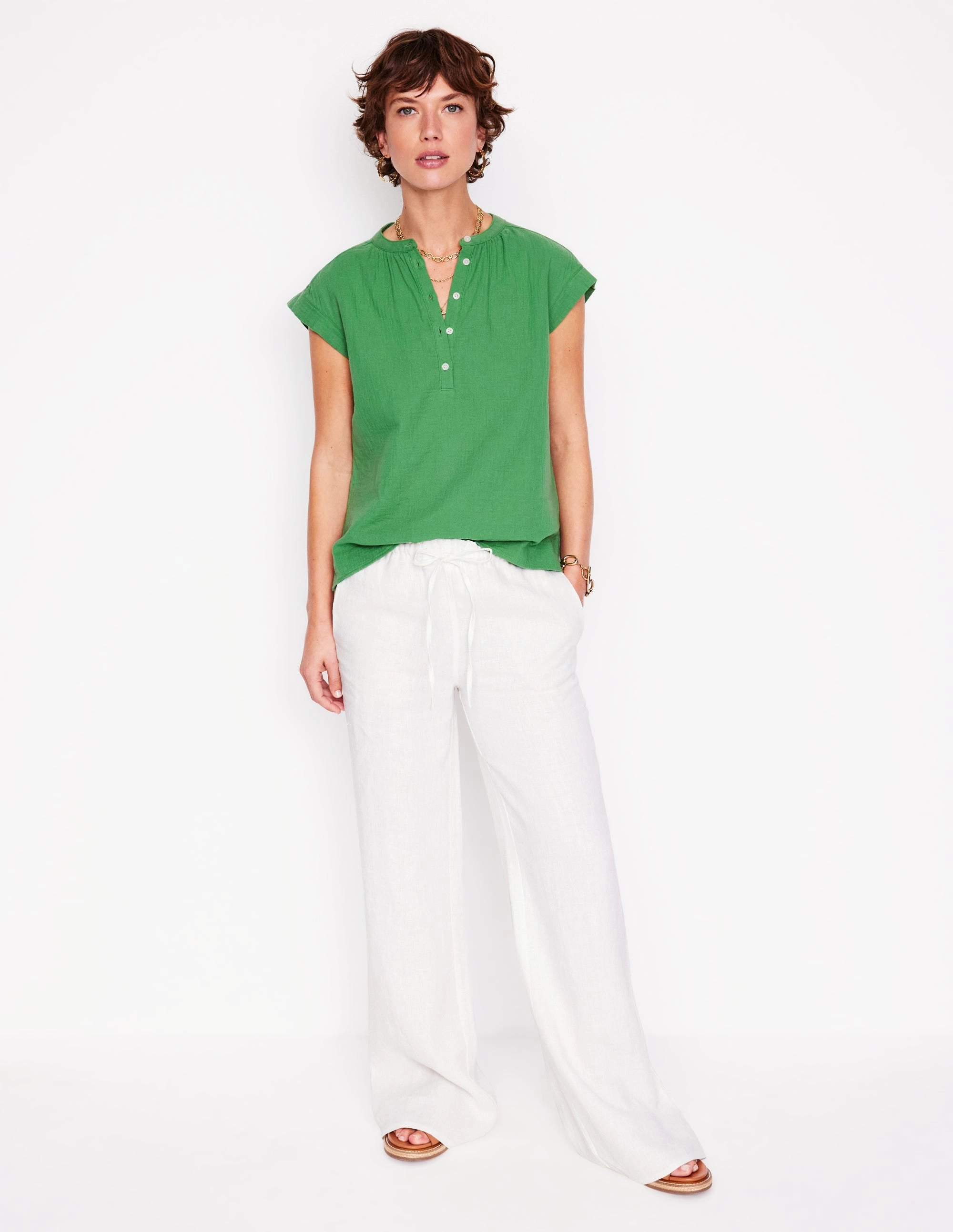 Sleeveless Double Cloth Top-Paradise Green Built In Filter Layer Noise Reduced Zipper