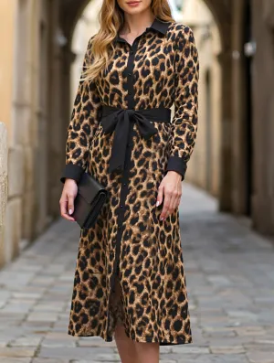 Bohemian-Style Comfortable long leopard print dress