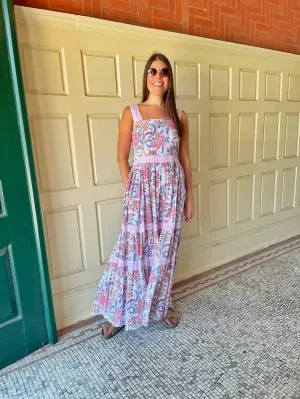 Notting Hill Maxi Dress Hibiscus Vine Comfortable casual dress Simple Bow