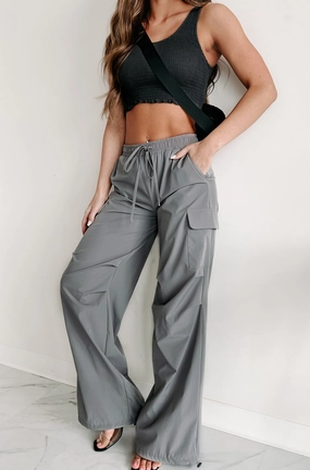Feeling Connected Cargo Pants (Grey) Unstructured Silhouette