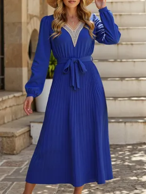 V-Neck Ruffle Pleated Bodycon Dress Elegant Look