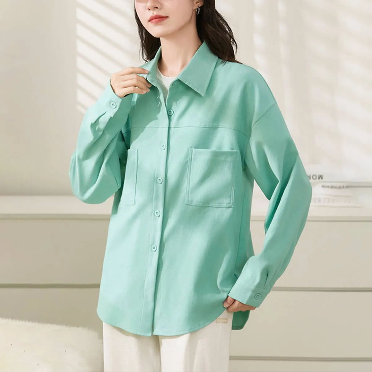 Durable Stitch Pattern BlendMaterials COMMUTER STYLE LONG-SLEEVED SLIMMING SHIRT_CWTBLL0905
