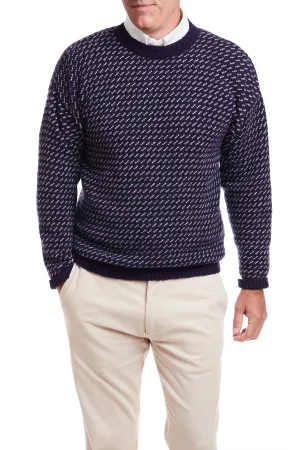 Comfortable Layer Convertible Sleeve Adaptation Shetland Crewneck Sweater Brushed Birdseye Navy