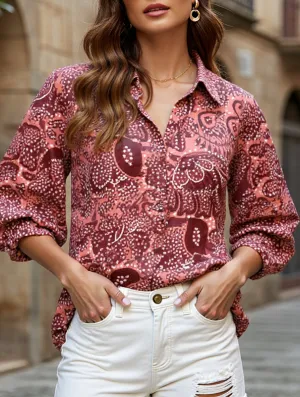 Non Irritating Seam Finish Puff-sleeve chiffon blouse