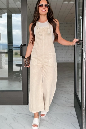 Lightweight Thermal ThermalRegulating Hazen Knot Strap Zenana Overalls (Sand Beige)