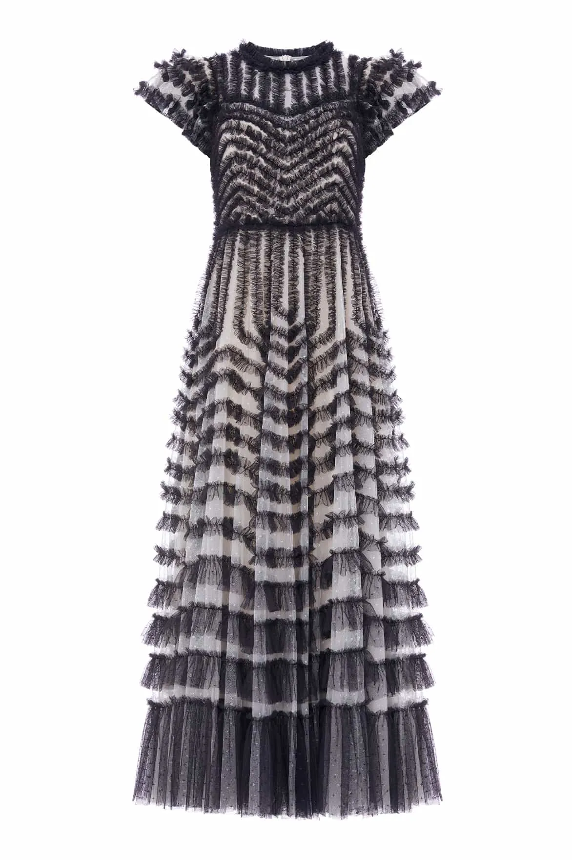 Stylish Vibe La Vie En Rose Round Neck Short Sleeve Gown