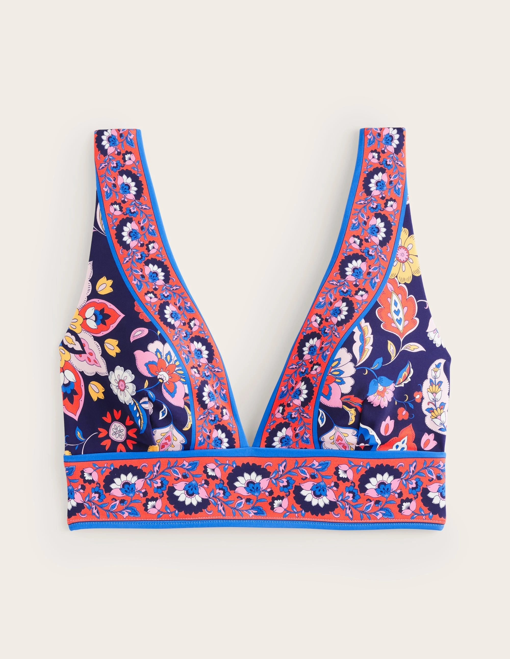 Anti Fade Technology Trendy-Styles Porto Bikini Top-Mandarin Red, Botanical Sprig