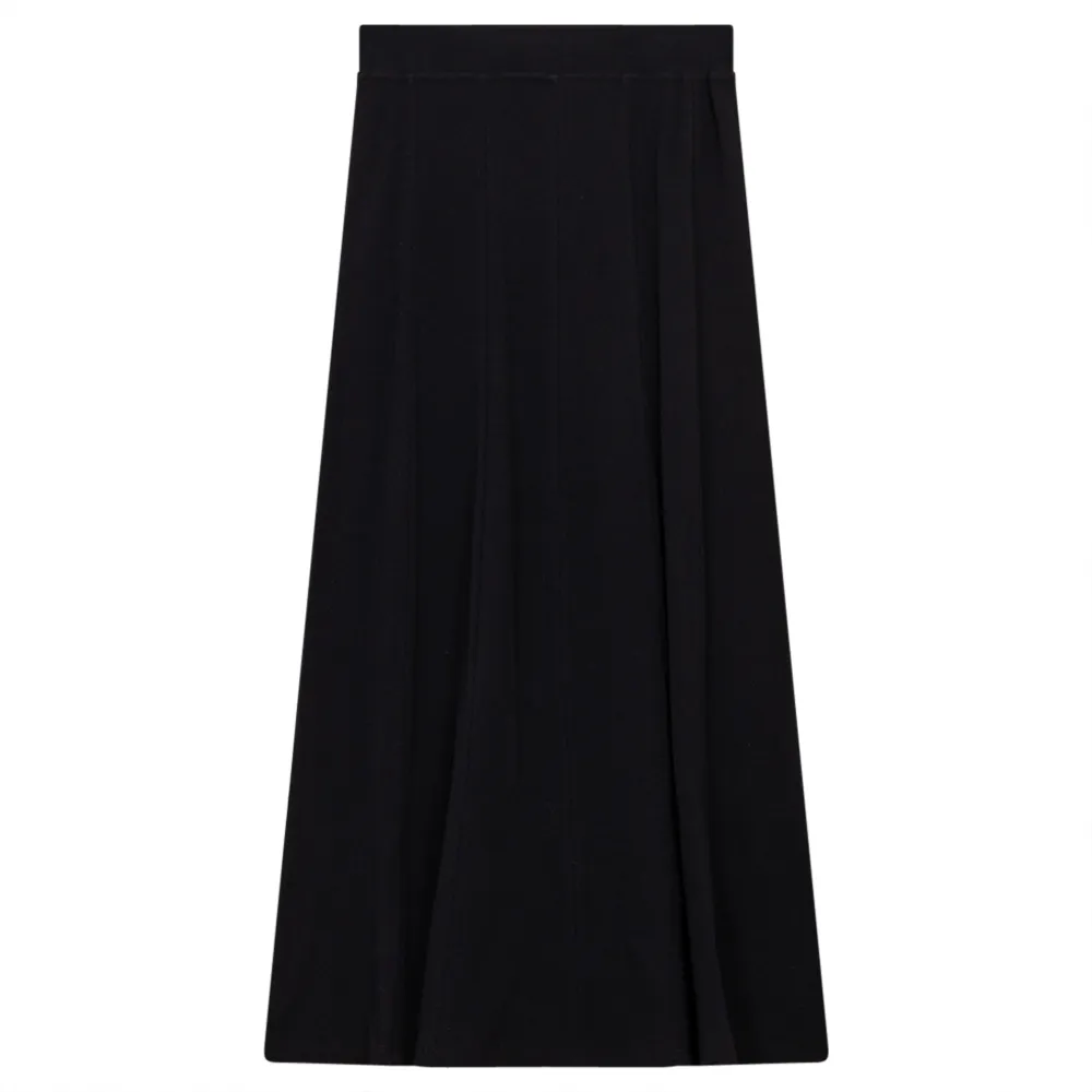 5 Stars Black Long Skirt SB3CPT4801LB Non see through Light Motion