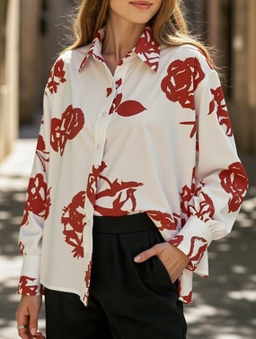 Brushed Interior Drop Shoulder Design 2025 new casual printed shirt