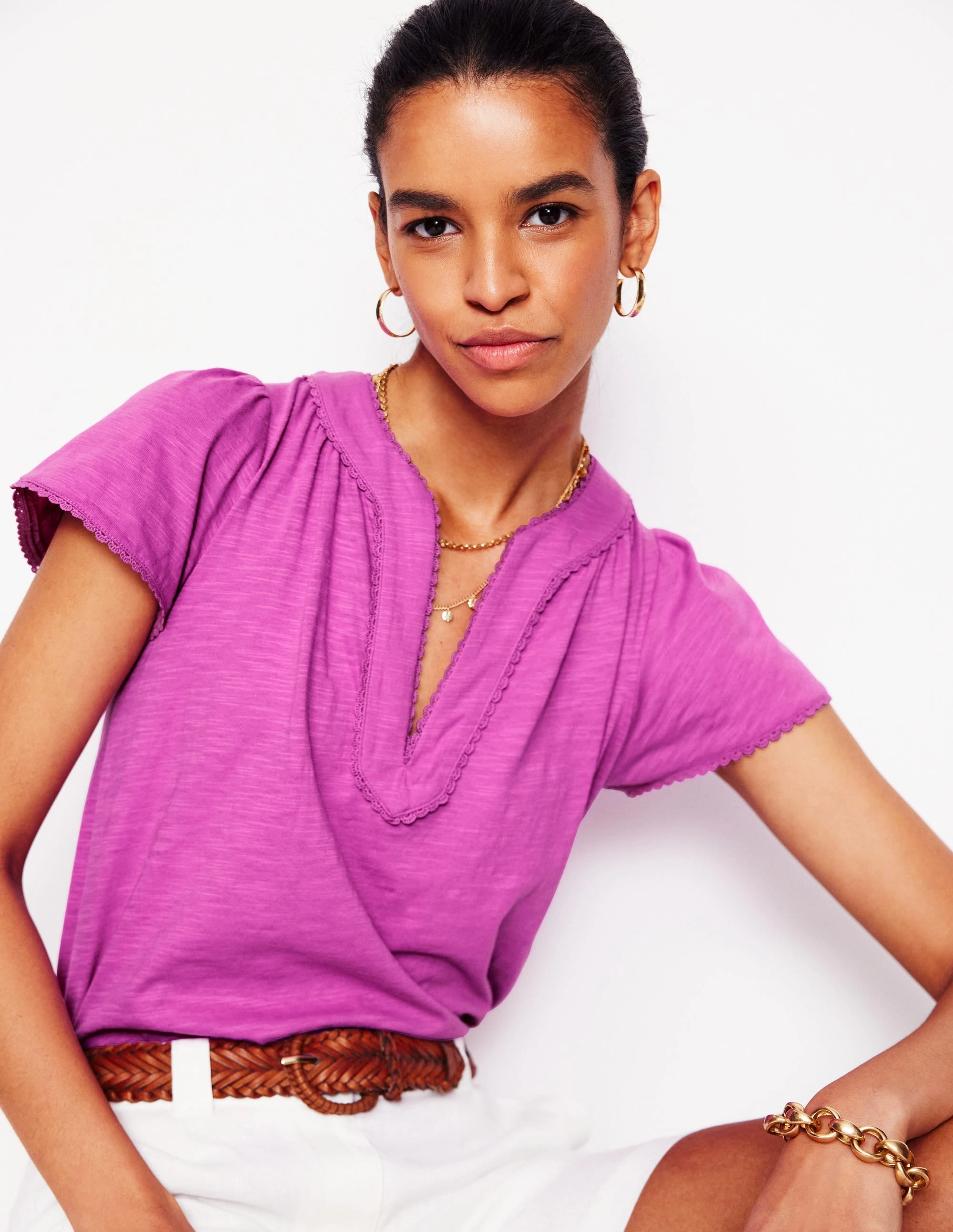 Ava Short Sleeve Top-Radiant Orchid Eco Conscious Packaging