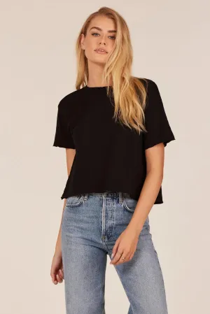 BOBI Crop Crew Neck Tee Stretch Knit Material LowMaintenanceMaterial