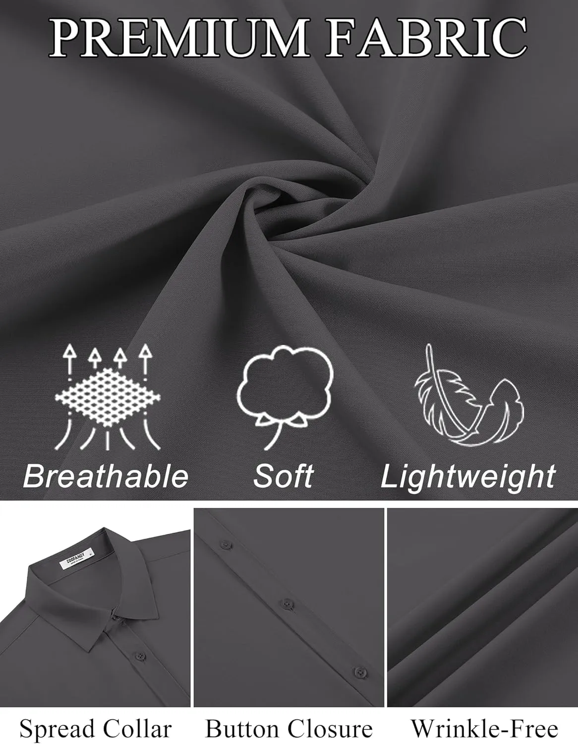 COOFANDY Mens Dress Shirts Button Down Short Sleeve Shirt Summer Shirts Business Casual Wedding Shirt