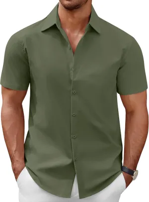 COOFANDY Men's Short Sleeve Button Down Casual Shirts for Men Summer Untucked Shirts