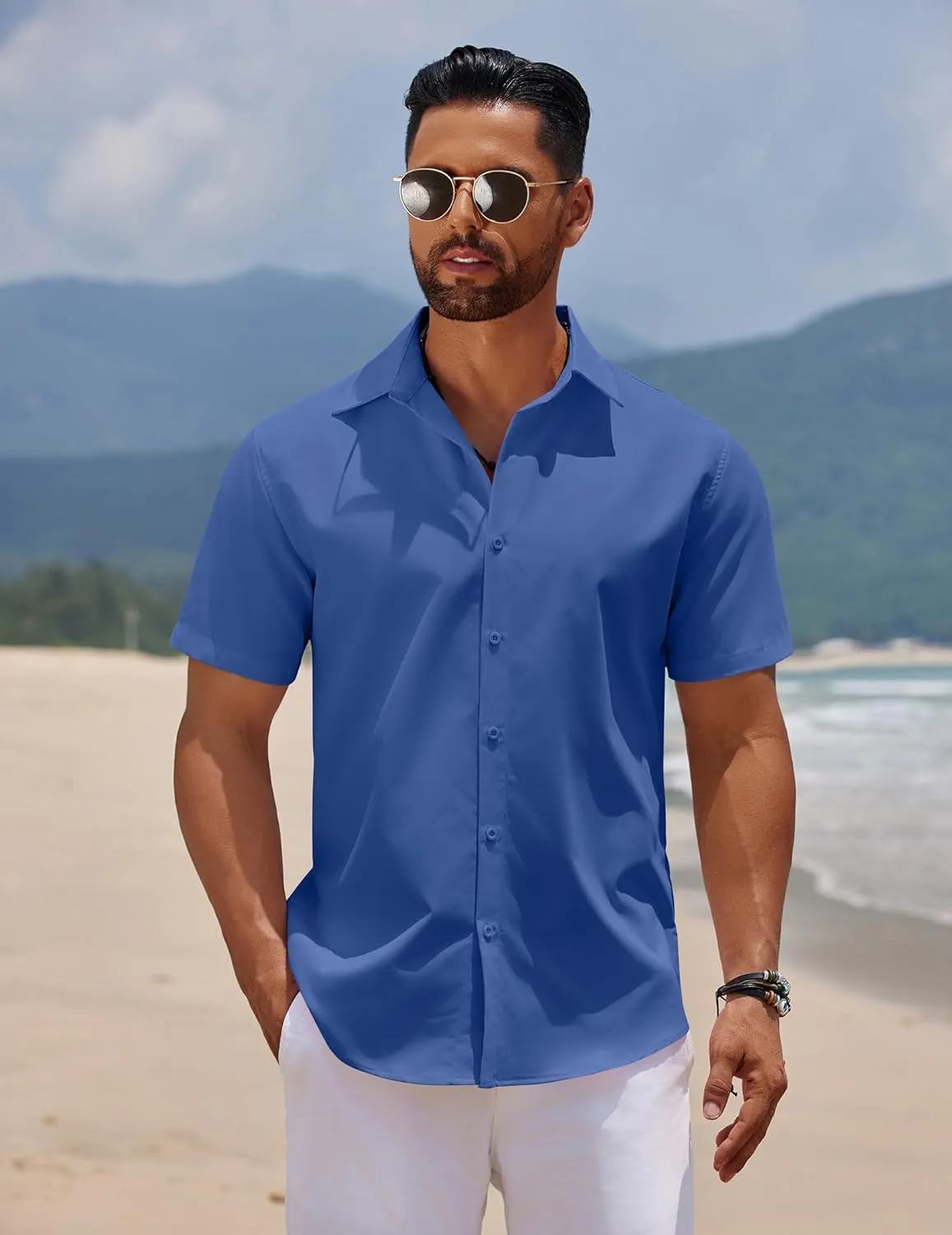 COOFANDY Men's Short Sleeve Button Down Casual Shirts for Men Summer Untucked Shirts