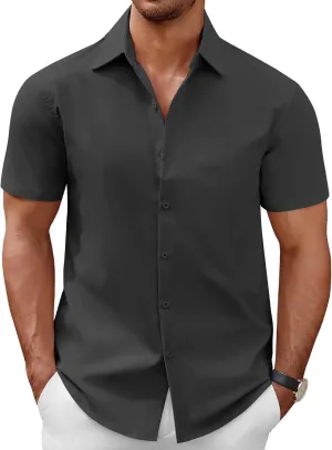 COOFANDY Men's Short Sleeve Button Down Casual Shirts for Men Summer Untucked Shirts