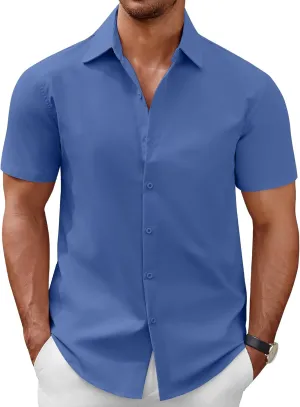 COOFANDY Men's Short Sleeve Button Down Casual Shirts for Men Summer Untucked Shirts