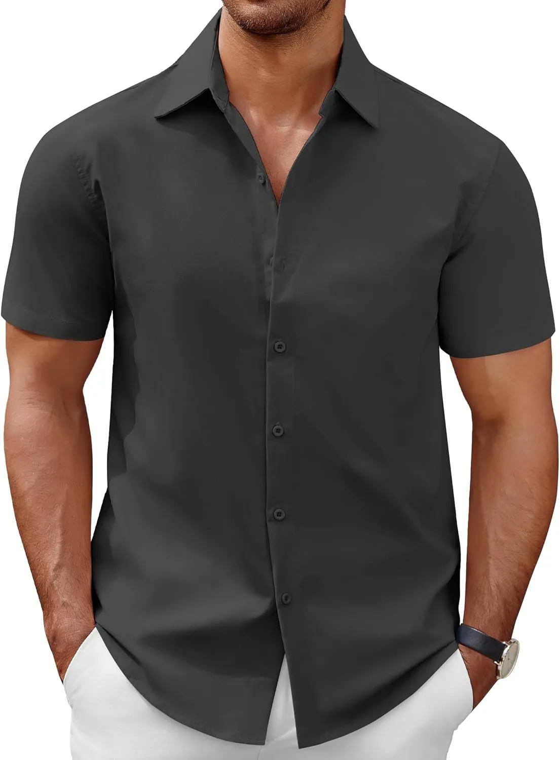 COOFANDY Men's Short Sleeve Button Down Casual Shirts for Men Summer Untucked Shirts