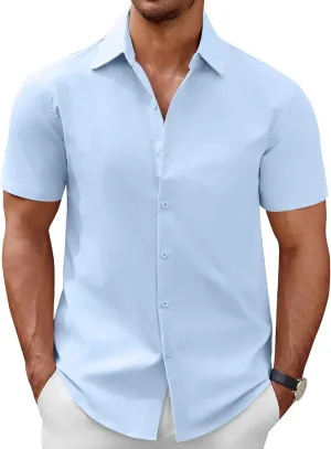 COOFANDY Men's Short Sleeve Button Down Casual Shirts for Men Summer Untucked Shirts