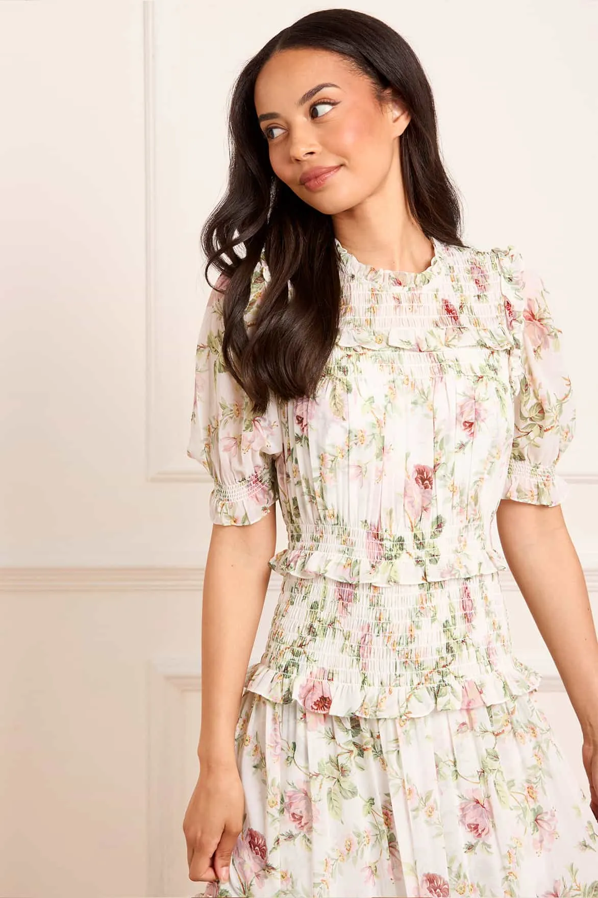 Colette's Rose Emilia Georgette Ballerina Dress Pleated-Texture Relax Tones