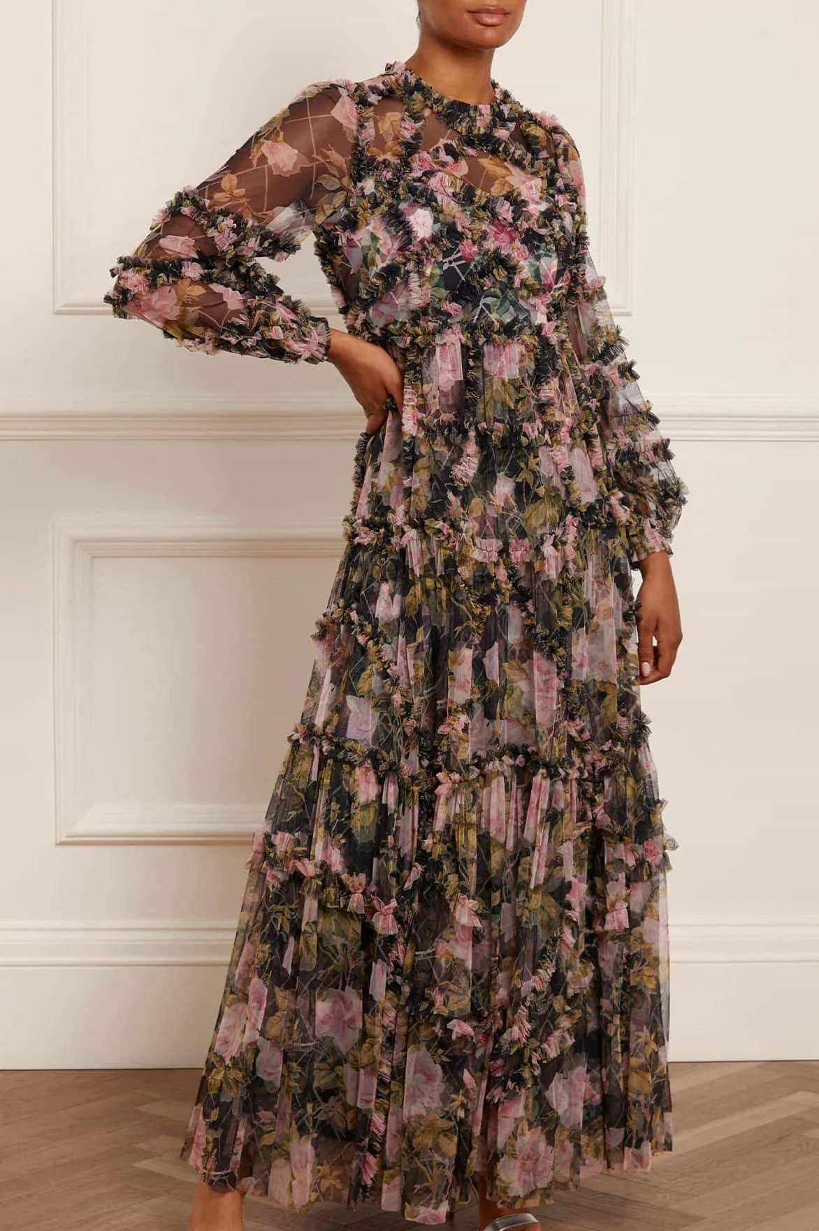 Casual Fit Warm Palette English Rose Diamond Ruffle Gown