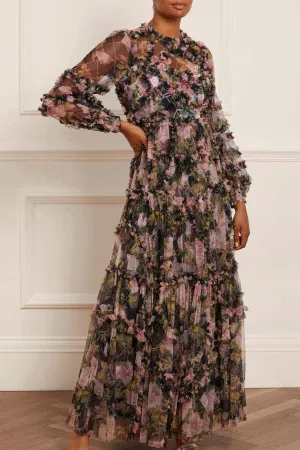Casual Fit Warm Palette English Rose Diamond Ruffle Gown