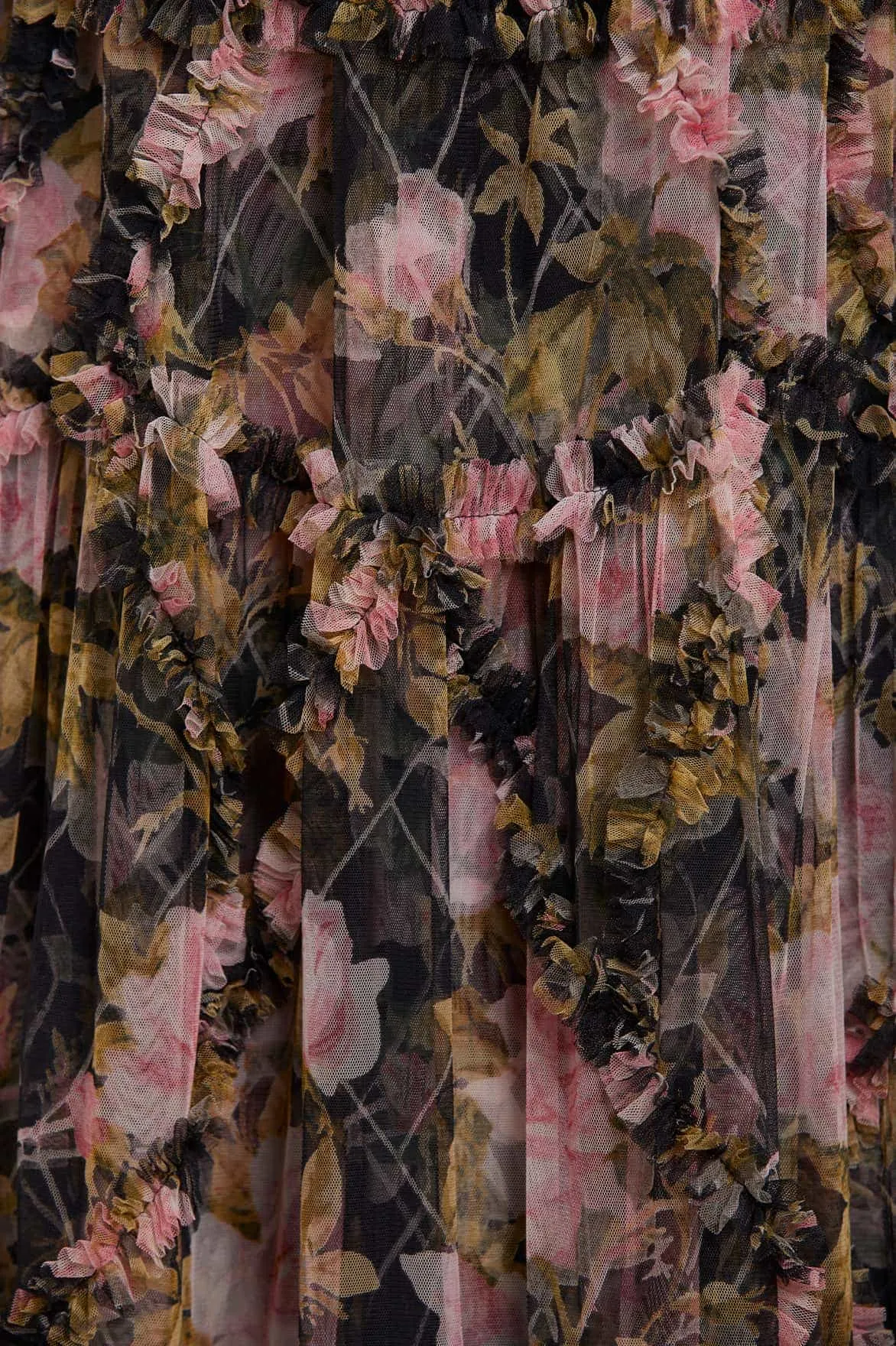animal-print Relaxed Comfort Look English Rose Diamond Ruffle Gown