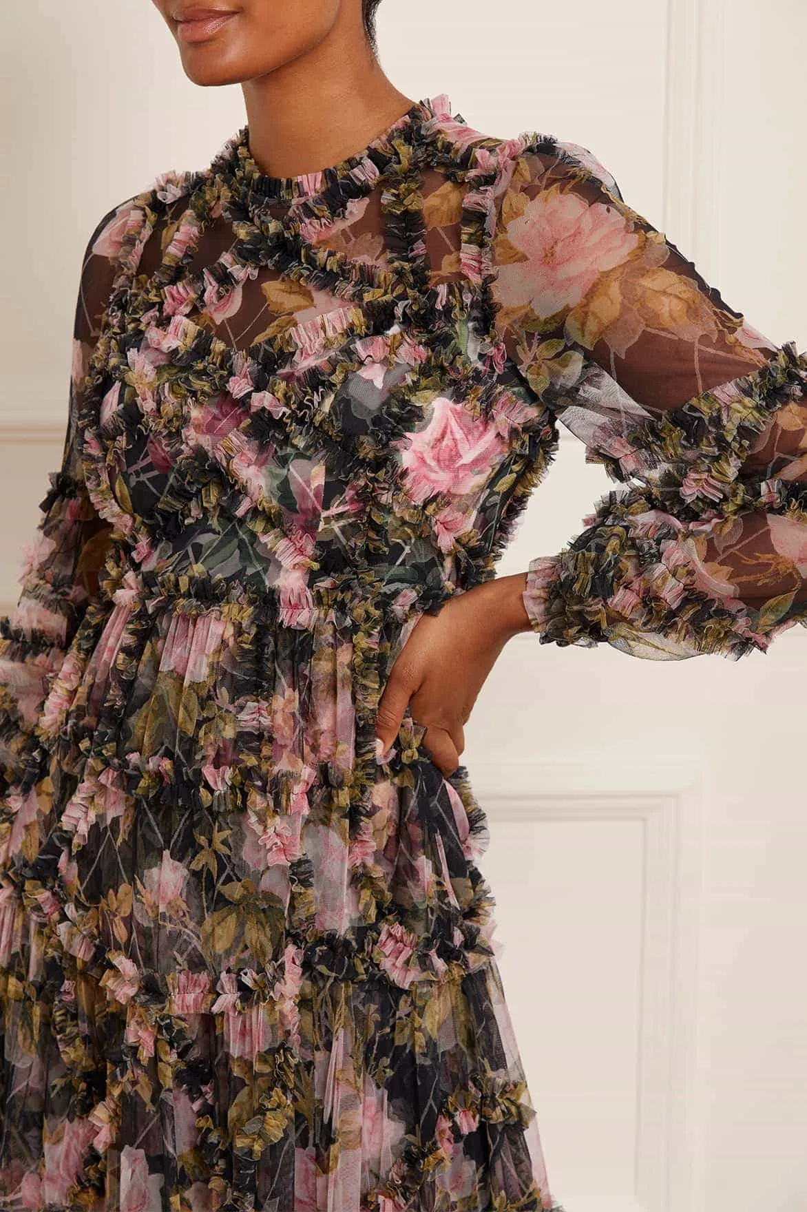 English Rose Diamond Ruffle Gown Effortless Pair elegant design