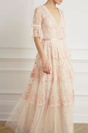 Casual Mode Back Glow Midsummer Lace Gown
