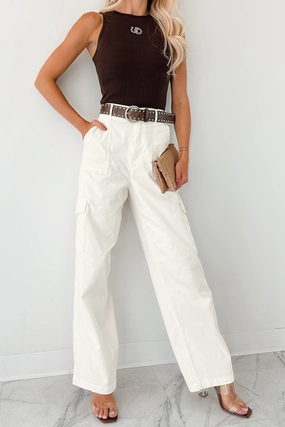 Cool People Only Cargo Pants (Off White) Move Friendly Slim Profile