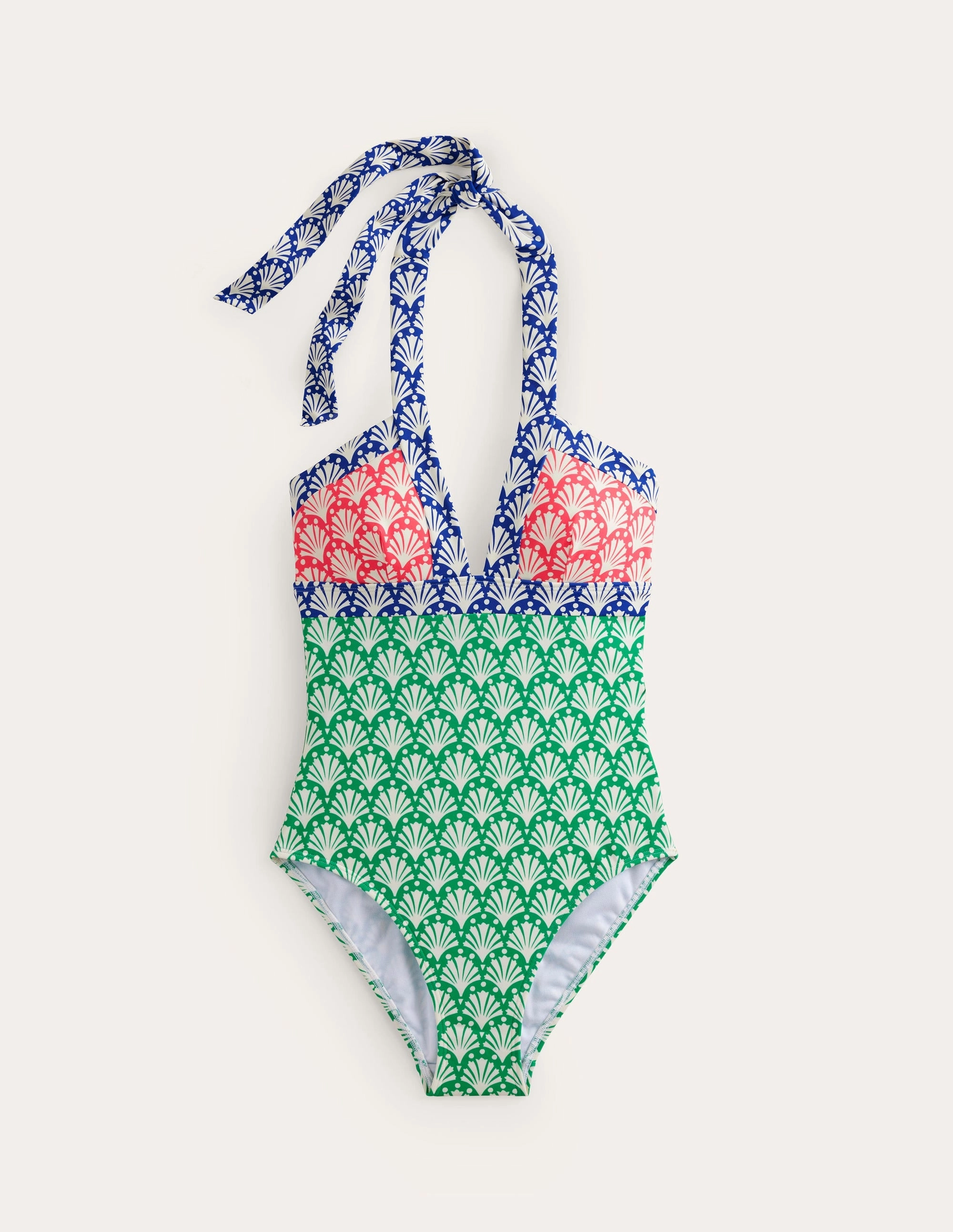 Ithaca Halter Swimsuit-Green Tambourine, Shells Universal Clip Mechanism