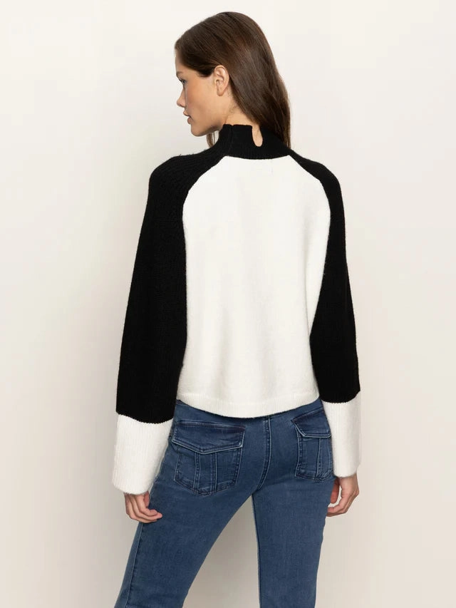 QuickDry Performance FrictionResistantEdges Sanctuary Downtown Mock Neck Sweater in Black/ Chalk