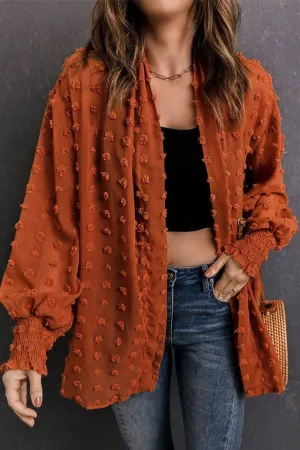 CHIFFON SWISS DOT MID LENGTH SHRUG FOR WOMEN Soft Brushed Lining Sustainable Production Methods