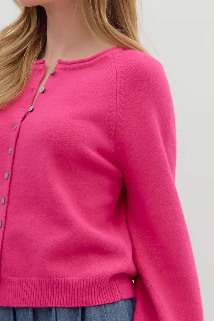 ThermalInsulation AllSeason Wearability Coraline Soft Cardigan Sweater in Pink