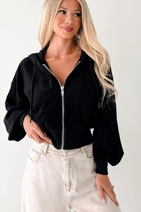 Sleek Layer Morning Moods Signature 8 Zip-Up Hoodie Jacket (Black)