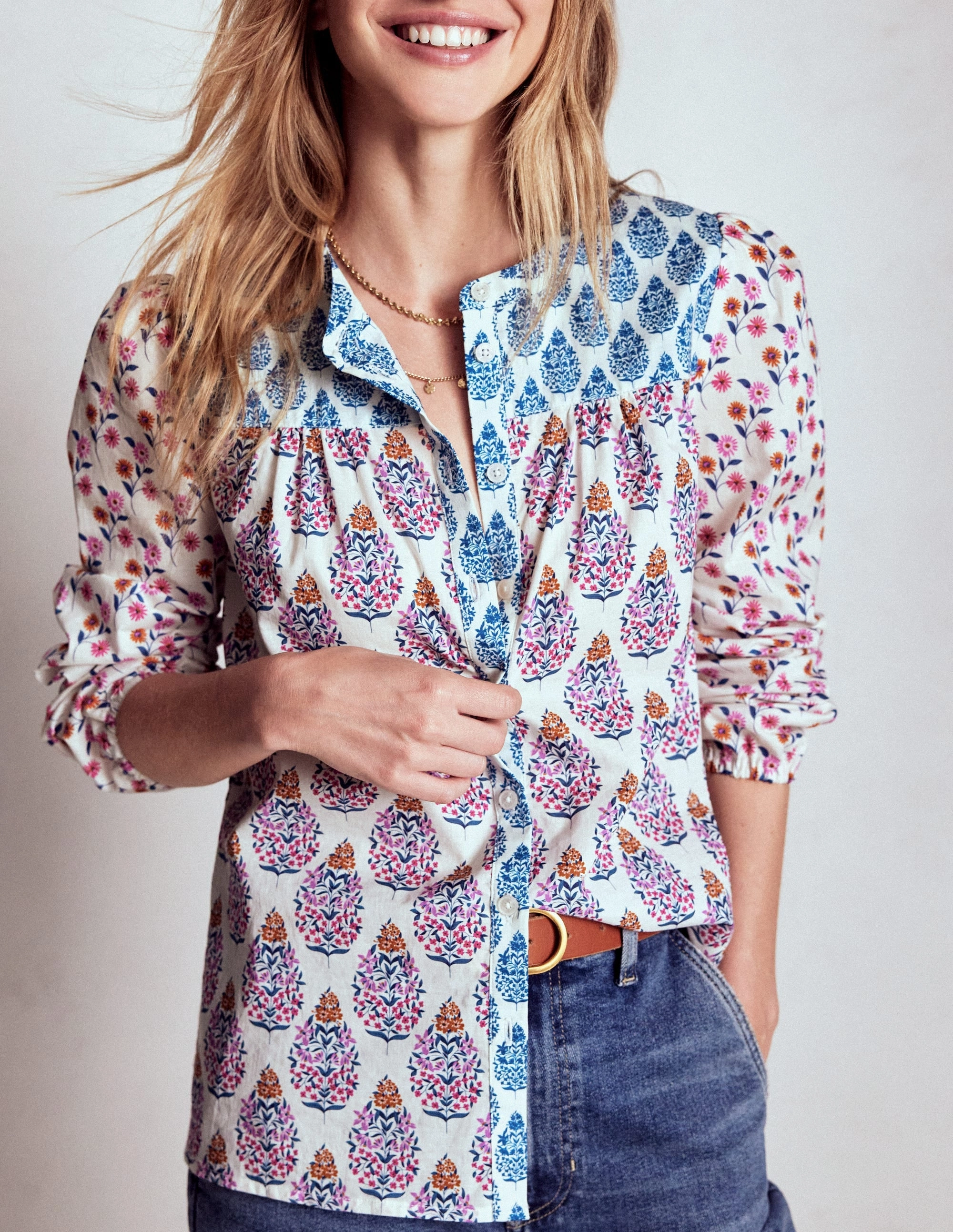 Corrine Cotton Top-Multi, Wildflower Bouquet Loose cut