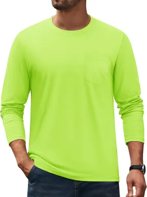 Cotrasen Men's Long Sleeve T-Shirts Cotton Casual T Shirts for Men Breathable Comfort Tee Shirts with Pocket